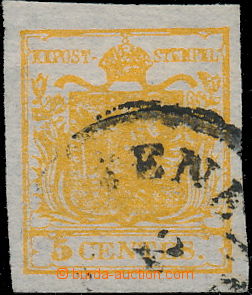 174340 - 1850 Mi.1, Znak 5c oranžově žlutá, HP, I. typ, výrazný