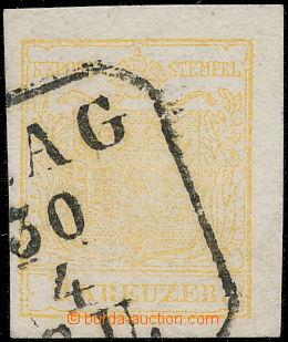 174347 - 1850 Mi.1, Znak 1Kr okrově žlutá, MP, typ Ib, krásný st