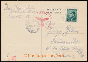 174501 - 1943 GHETTO TEREZÍN  předtištěný lístek zaslaný do Š