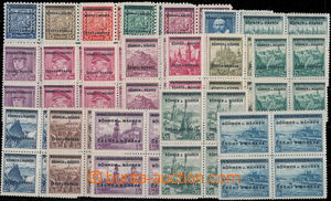 174626 - 1939 Pof.1-19, complete overprint set in blocks of four; c.v