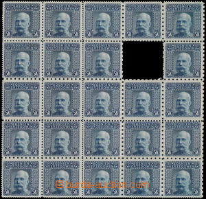 174687 - 1906 Mi.44, Franz Joseph value 5 K, block-of-24 with various