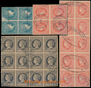 174751 - 1857-1864 Sc.12, block of four Isabela 1/2R with interesting