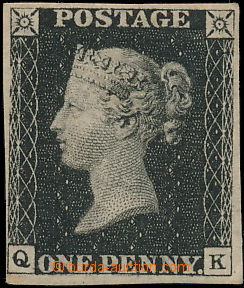 174769 - 1840 SG.2, Penny Black černá, TD 5, písmena Q-K, původn