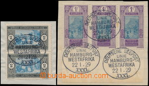 174801 - 1928-1929 Sc.63, strip of 3 1C violet / blue and Senegal Sc.