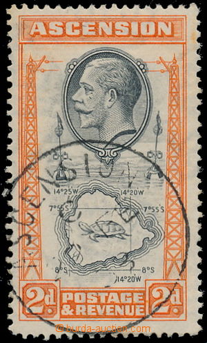 174806 - 1934 SG.24a, George V. Map 2P black / orange TEARDROPS FLAW 