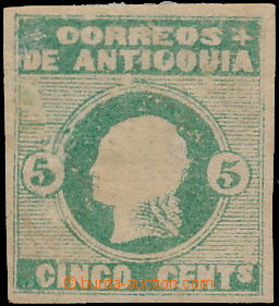 174823 - 1875-1885 ANTIOQUIA, Sc.26a, Liberty head 5C zelená, žebro