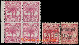 174829 - 1895-1899 SG.63b, 85, 86, block of four 1Sh carmine; then re