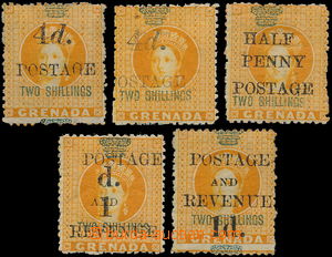 174851 - 1888 SG.41-45, Chalon Head, fiskální 2Sh, 5ks s různými 