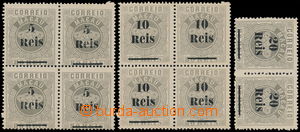 174855 - 1887 Sc.24, 26, 28, blocks of four 5 Reis/80Reis and 10Reis/