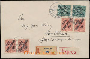 174911 - 1919 R+Ex-dopis vyfr. 2-páskami přetiskových zn. Karek 15