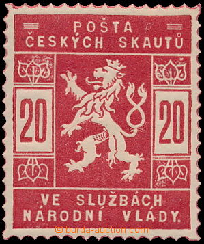 174941 - 1918 Pof.SK2, 20h červená, dobře centrovaná, obtisk zná