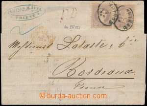 174946 - 1870 skládaný firemní dopis adresovaný do Francie, vyfr.
