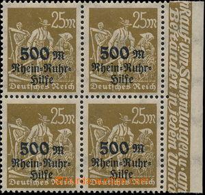 175014 - 1923 Mi.259XI, 500M/25M, Pomoc Porýní - Dobročinné, 4-bl