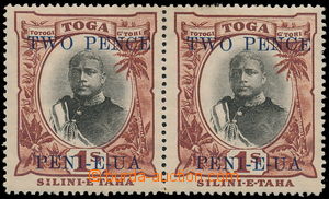 175055 - 1923-1924 SG.67, 67a, pair 2P on 1Sh black / brown, blue Opt