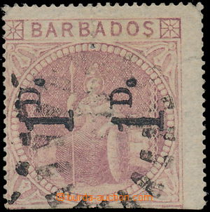175077 - 1878 SG.86b, Britannia, 2x provisional 1P on 5Sh dull pink, 