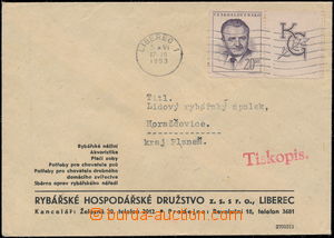 175219 - 1953 firemní tiskopis s hledanou 1-známkovou frankaturou, 