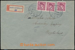 175231 - 1939 Reg letter to Bratislava, franked with. 3 stamp. Pof.30