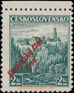 175250 - 1939 Alb.16, Zvíkov 2CZK with upper margin, expressive shif