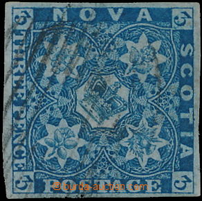 175353 - 1851-60 SG.2, Heraldic Flowers 3P dark blue, nice whole marg