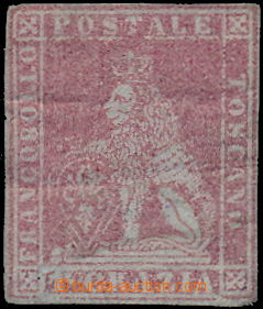 175381 - 1851 Sass.4b, Heraldický lev 1Cr karmínová na modrém pap