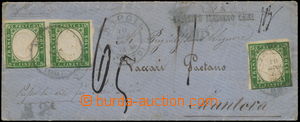 175397 - 1863 dopis vyfr. zn. Sass.13E, 3x Viktor Emanuel II. zelená