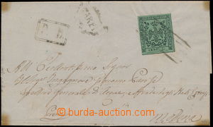 175404 - 1857 Sass.8, Znak 5C olivově zelená na dopisu do Modeny, n