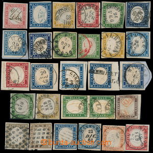 175423 - 1858-1862 compilation of 28 stamps Victor Emmanuel II. mostl