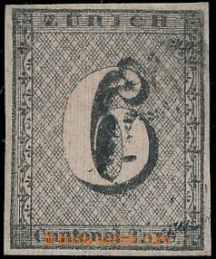 175432 - 1843 ZÜRICH, Mi.2I, 6Rp svislý podtisk, nejasný otisk če
