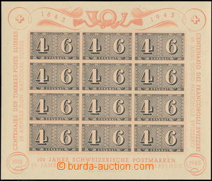 175436 - 1943 Mi.Bl.9, 100 let švýcarské známky, kat. 110€, bez