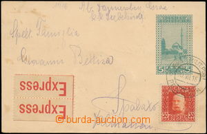 175481 - 1916 Bosnian PC 5h sent as express to Split, uprated with st