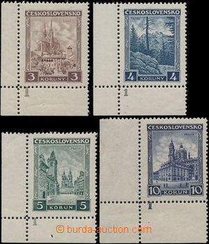 175806 - 1929 Pof.254-257, Towns and country 3Kč-10Kč, marginal pie