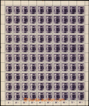 175889 -  Pof.162, 80h fialová, kompletní 100ks arch bez označení