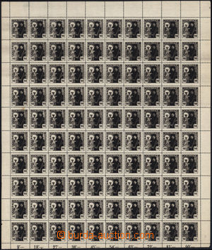 175891 -  Pof.163, 90h black, complete 100 stamps sheet; shifted cut 