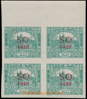 175991 -  Pof.SO20, 300h green, block of four with upper margin; mint