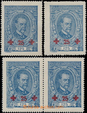 176034 -  Pof.172, T. G. Masaryk 125h blue, 1x type I., 1x II. and 1x