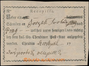 176086 - 1817 recepis za podanou zásilku z Chrudimi do Prahy, porto 