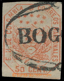 176144 - 1863 Sc.26b, Mi.21F, Znak 50C červená, mimořádně vzácn