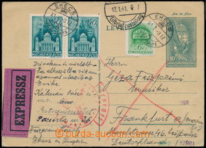 176167 - 1941 Hungarian p.stat Eagle and emblem 10f sent as express t