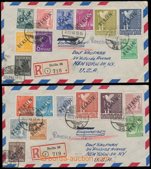 176183 - 1948 dva R-dopisy do New Yorku s přetiskovými Mi.1-20, DR 