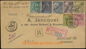 176187 - 1894 R-dopis do Hamburgu s přetiskovými koloniálními zn