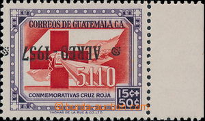 176193 - 1957 Sc.CB9a, air AEREO 1957, Opt on stamp Red Cross 15C+50C