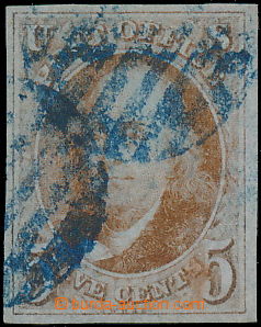 176203 - 1847 Sc.1b, Franklin 5C oranžově hnědá s modrým mříž