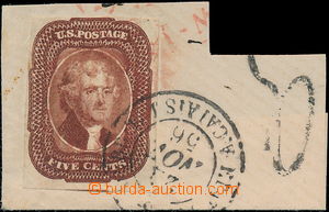 176205 - 1851 Sc.12, Jefferson 5C červeno - hnědá, nezoubkovaná, 