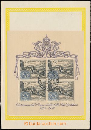 176224 - 1952 Mi.Bl.1, aršík 100 let známky Církevního státu, o