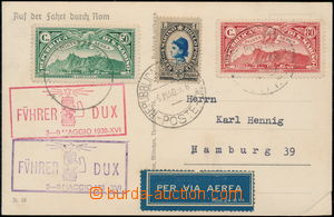 176225 - 1938 Sass.96 a Posta Aerea 1,2 na pohlednici A.H. v Římě 