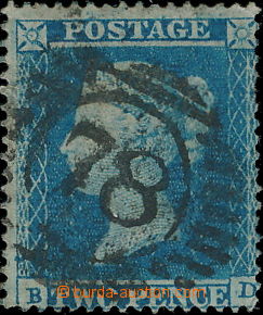 176239 - 1854 SG.20wi, 2 Pence modrá, zoubkování 16, PŘEVRÁCENÁ