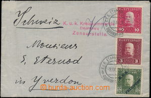 176243 - 1915 censored FP letter to Switzerland, proper franking 12h 