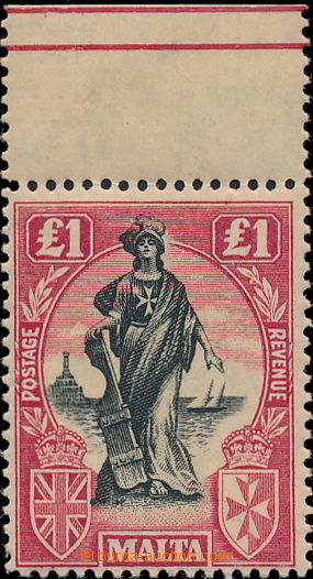 176247 - 1925 SG.140, 1£; black carmine, wmk upright, luxury mar