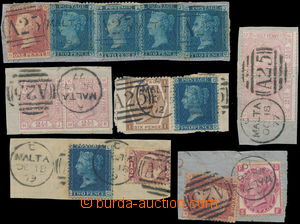 176260 - 1859-1884 6 cut-squares with forerunner color and multiple f