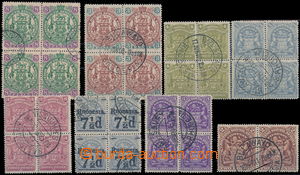 176261 - 1896-1909 7 bloks of four, stamps Coat of arms, penny and al